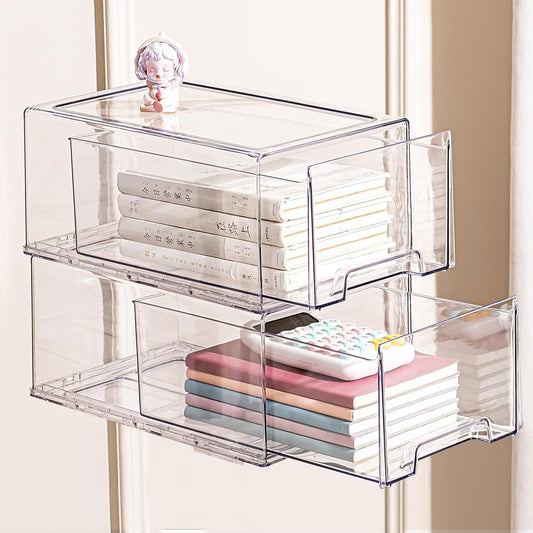 clear Drawer-Type Plastic Storage Box Bins Organizer，Family First Aid Kits Medicine cabinet Box Organizer,Closet ，Shelf，Ointments, Adhesive Bandages，Cosmetics,Office Items (clear, 2L Extra Large)