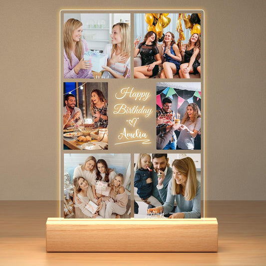 Customized Best Friend Birthday Gifts for Women, Personalized Picture Frame with Photos, Customized Photo Frame with Night Light, Custom Picture Frames, Personalized Photo Gifts for Women Men Her Him