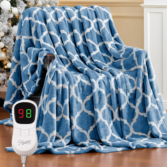 Homemate Heated Blanket Electric Full Size - 72“x84“ Heating Blanket with 10 Fast Heat Levels 8 Hours Auto Off Ultra Soft Cozy Flannel Over-Heated Protection ETL Certification Keep Warming in Home