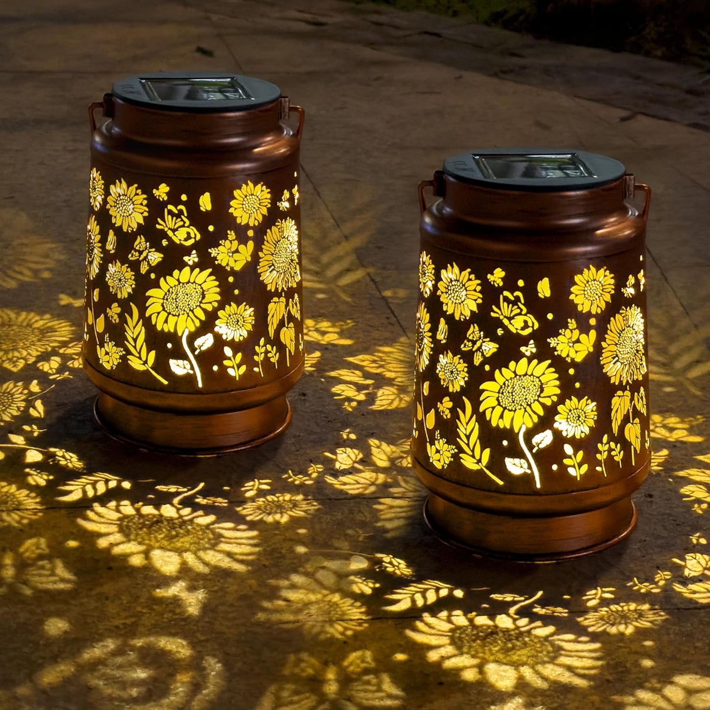 2 Pack Sunflower Solar Lantern Lights, Outdoor Lanterns Garden Decor, Hanging Solar Lantern for Backyard Porch Patio Table Yard Balcony Lawn Pathway, Gifts for Women Grandma Mom