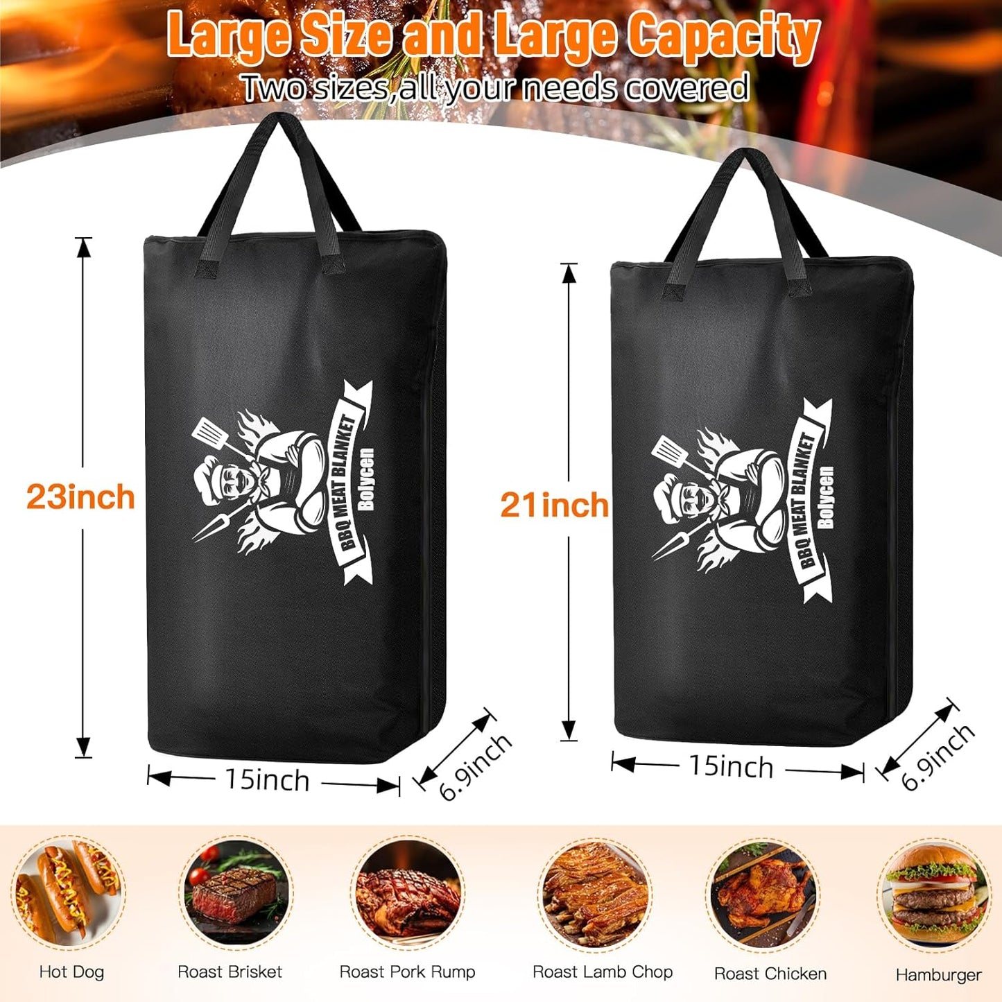 Upgraded BBQ Blanket for Resting Meat,Smoker Accessories Brisket Blanket, Insulated Meat Resting Bag with Wide Mouth for Steaks/Pork Shoulders/Turkeys, BBQ Accessories Grilling Gifts for Men (23inch)