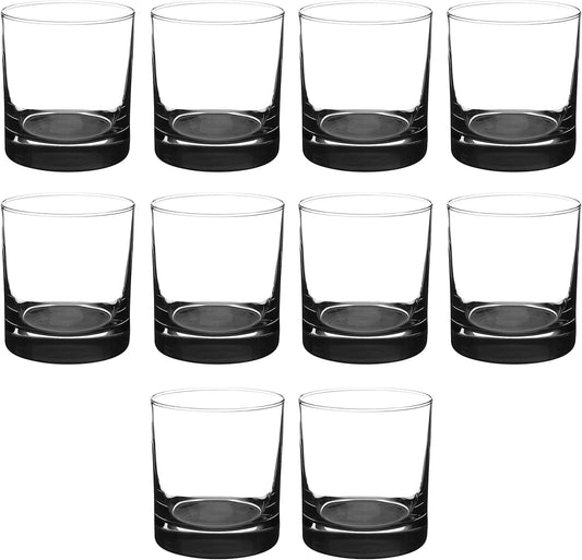 Whiskey Glasses by Libbey 10 oz. Set of 10, Bulk Pack - Heavy Base Old Fashioned Glass, Perfect for Scotch, Bourbon, Whiskey, Cocktail - Black