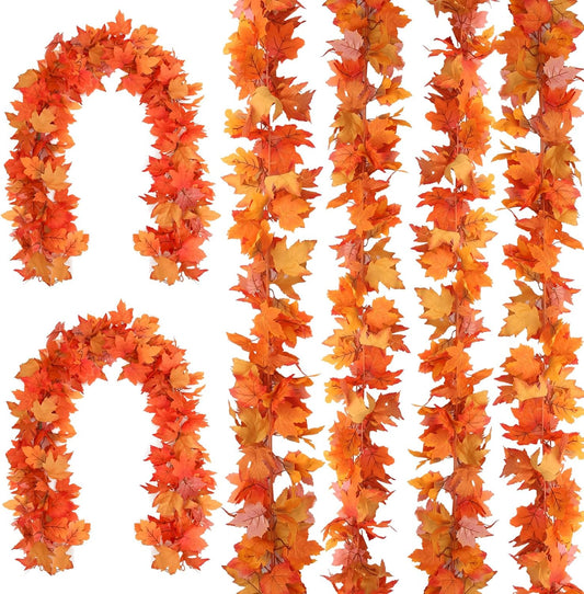 Joyhalo 6 Pack Fall Garland, 5.9 FT Artificial Maple Leaf Autumn Garland Hanging Fall Vines Table Decorations Front Door Fall Decor Thanksgiving Decorations Decor Outside Indoor Decor
