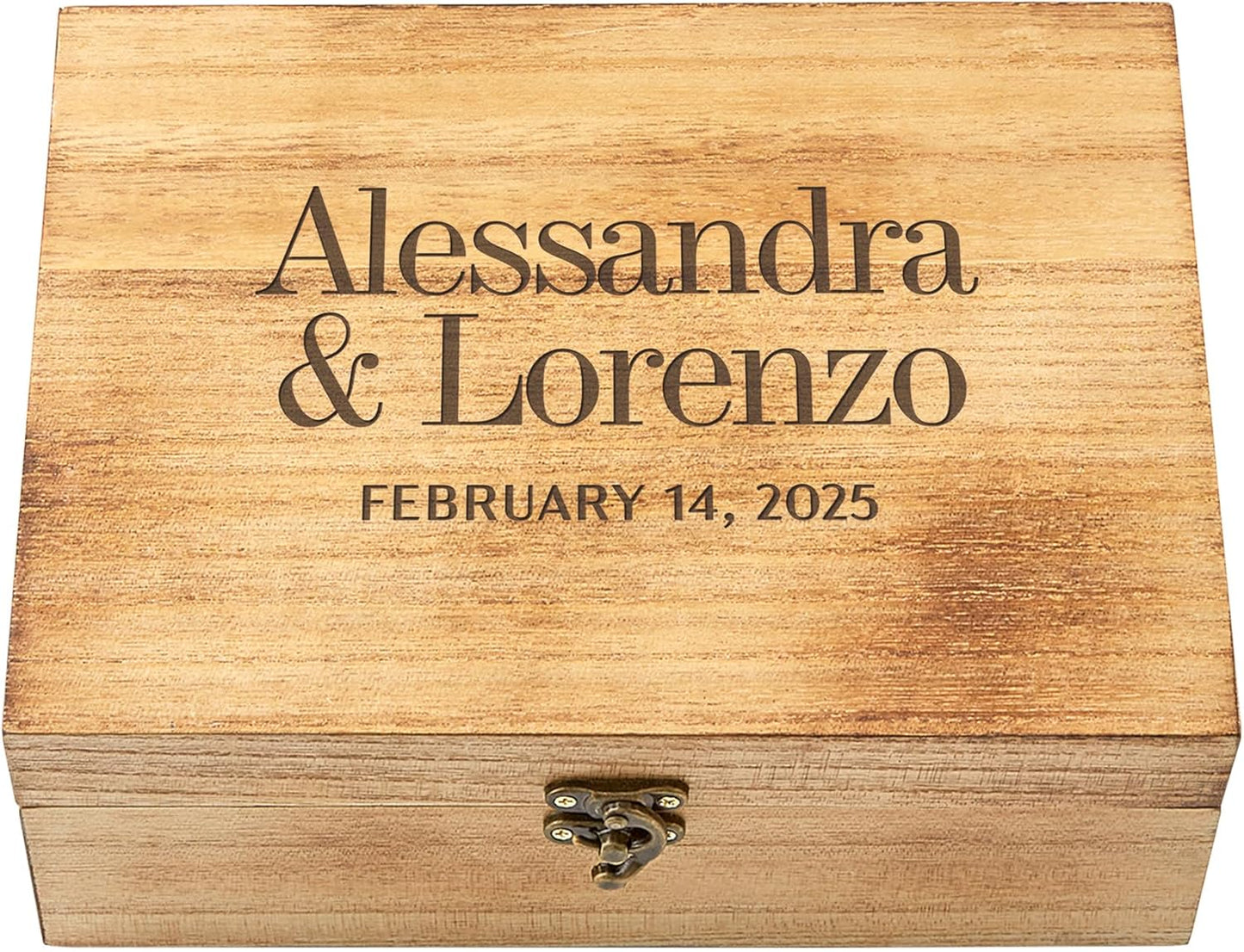 Let's Make Memories Personalized Wooden Keepsake Box With Hinged Lid - Wood Memento Box - Decorative Storage - Home Decor - For Couples, Wedding, Newlyweds - Laser Engraved - You & Me
