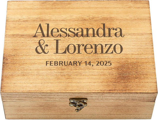 Let's Make Memories Personalized Wooden Keepsake Box With Hinged Lid - Wood Memento Box - Decorative Storage - Home Decor - For Couples, Wedding, Newlyweds - Laser Engraved - You & Me