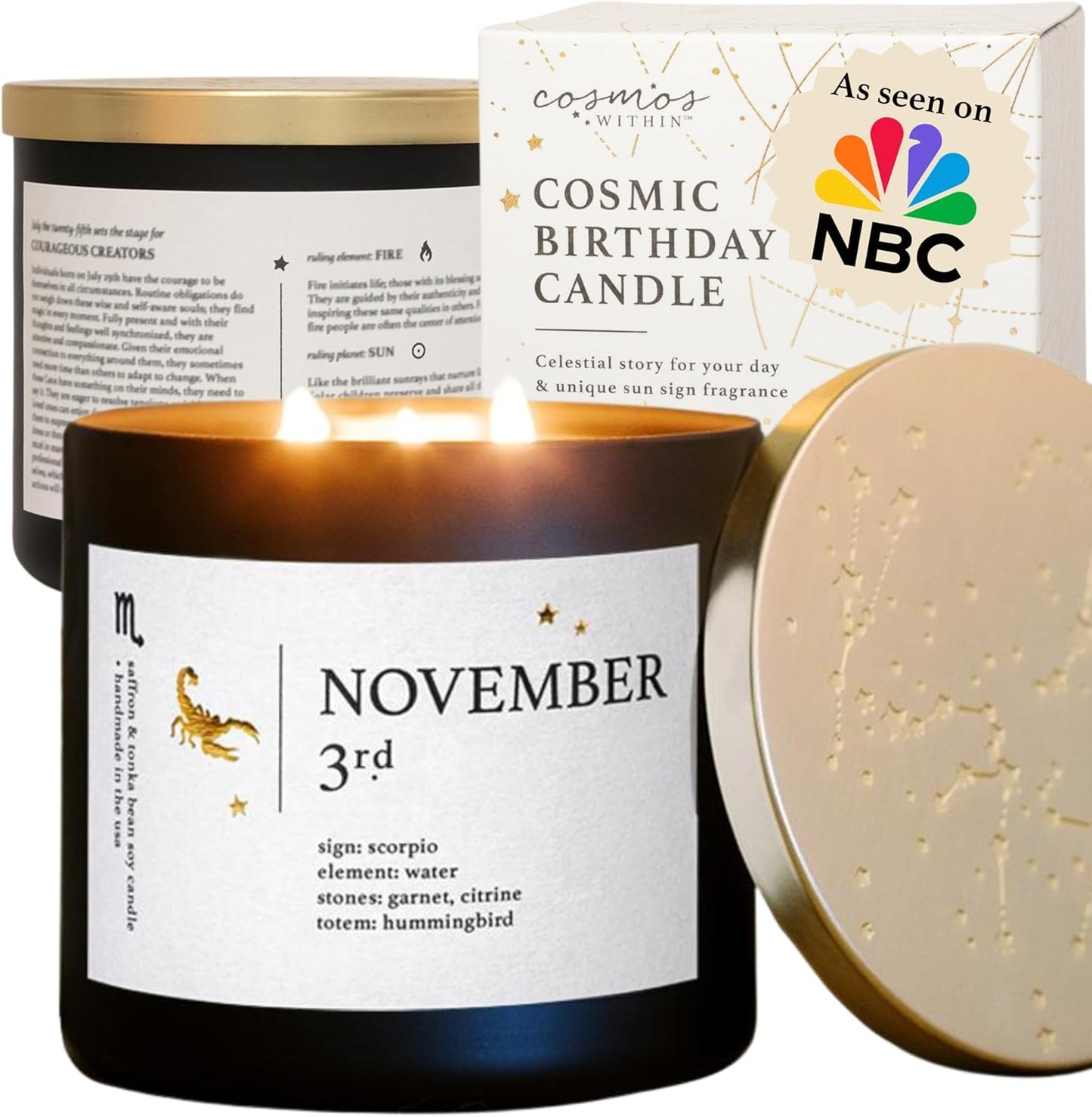 November 3rd Personalized Zodiac Candle | Inspirational Astrology Reading and Daily Affirmation for Your Birthdate | Handmade Scorpio Candles | Astrology Birthday Gifts for Women