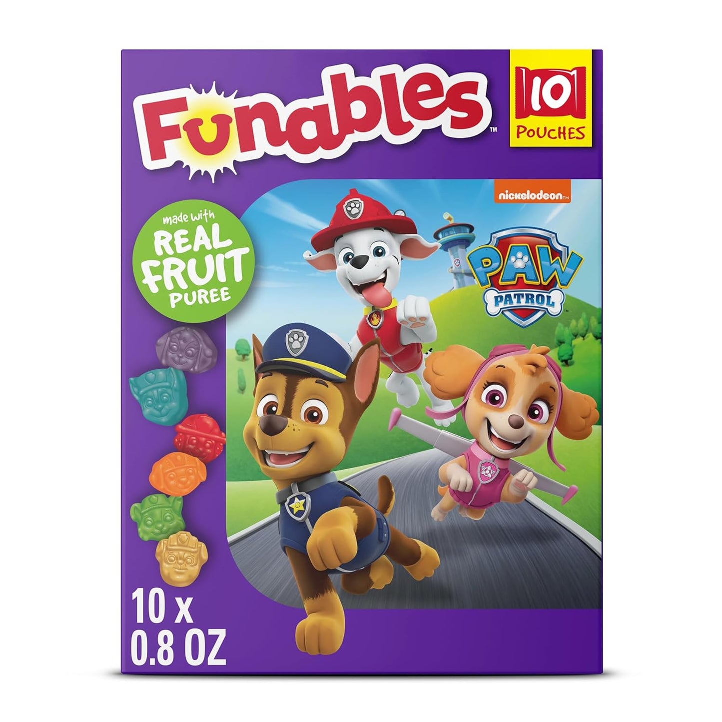Funables Fruity Snacks, PAW Patrol, Assorted Fruit, Flavored Snacks, 0.8 oz 10 ct