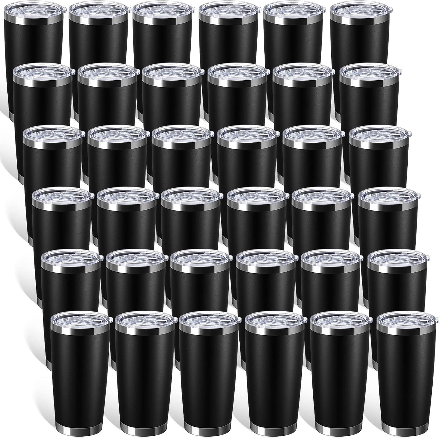 Sieral 36 Packs Stainless Steel Tumbler Bulk with Lid Vacuum Double Wall Insulated Travel Coffee Mug Powder Coated Tumbler Cup for Graduation Wedding Christmas Birthday Party(Black, 16 oz)