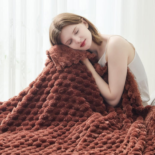 NEWCOSPLAY Super Soft Twin Blanket Coffee Premium Silky Flannel Fleece 3D Clouds Stylish Jacquard Lightweight Bed Blanket All Season Use 350GSM (Coffee, Twin(60"x80"))