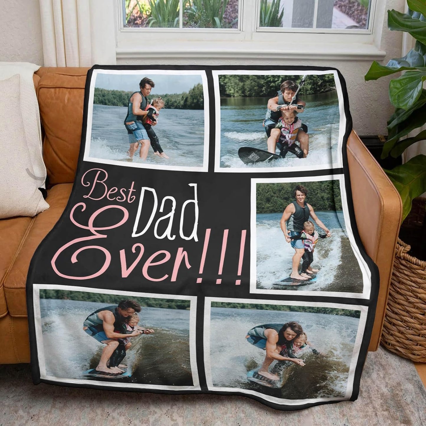 Gifts for Dad Custom Blankets with Photos Personalized Photo Blankets with Picture for Dad, Customized Throws Blanket for Fathers Day Plush Best Daddy Ever Family Husband Men Birthday