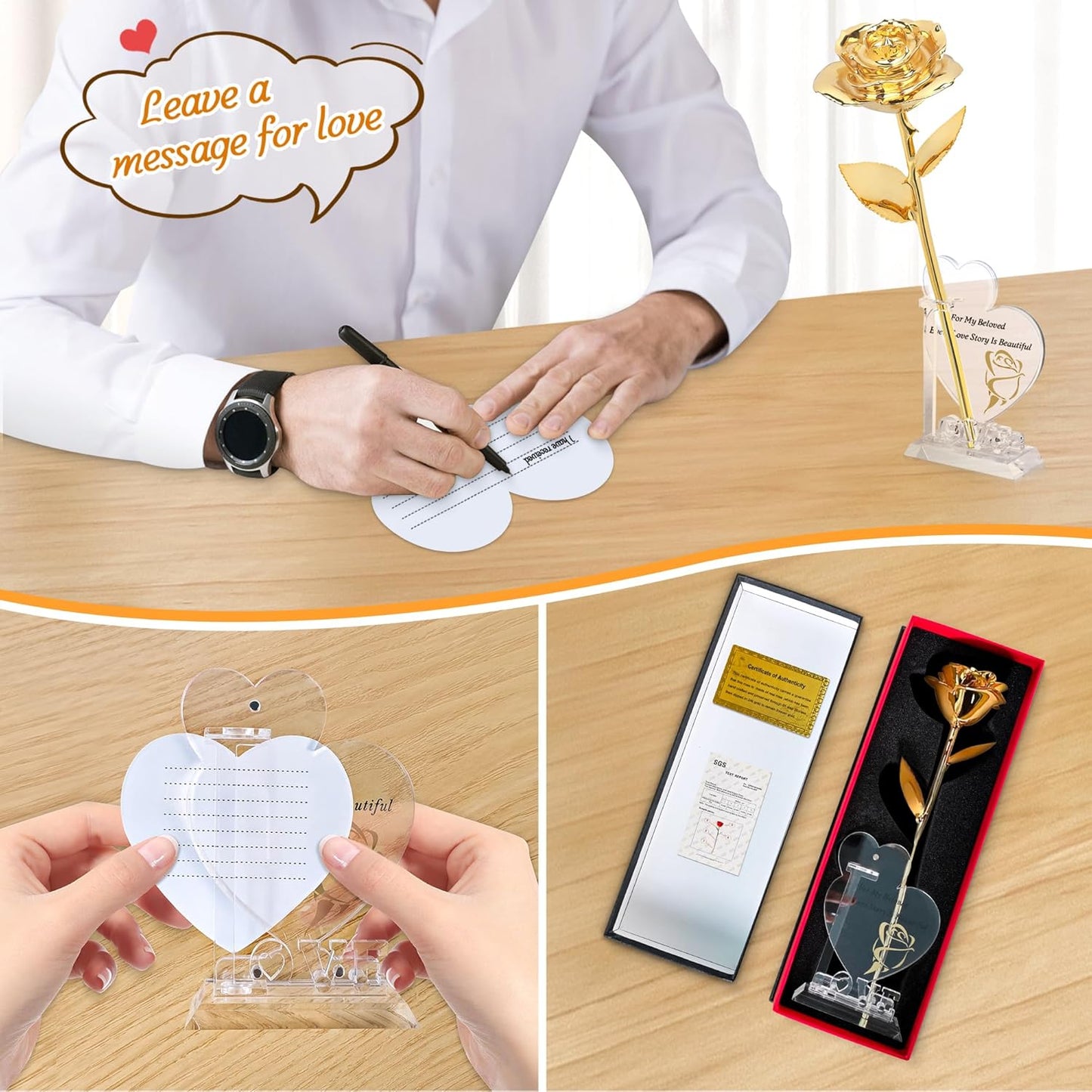 Sinvitron Gold Dipped Rose Real 24K Gold Rose, Hand Dipped One of a Kind Golden Roses, Romantic Gifts for Women on Birthday, Anniversary, Mother’s Day (Gold)