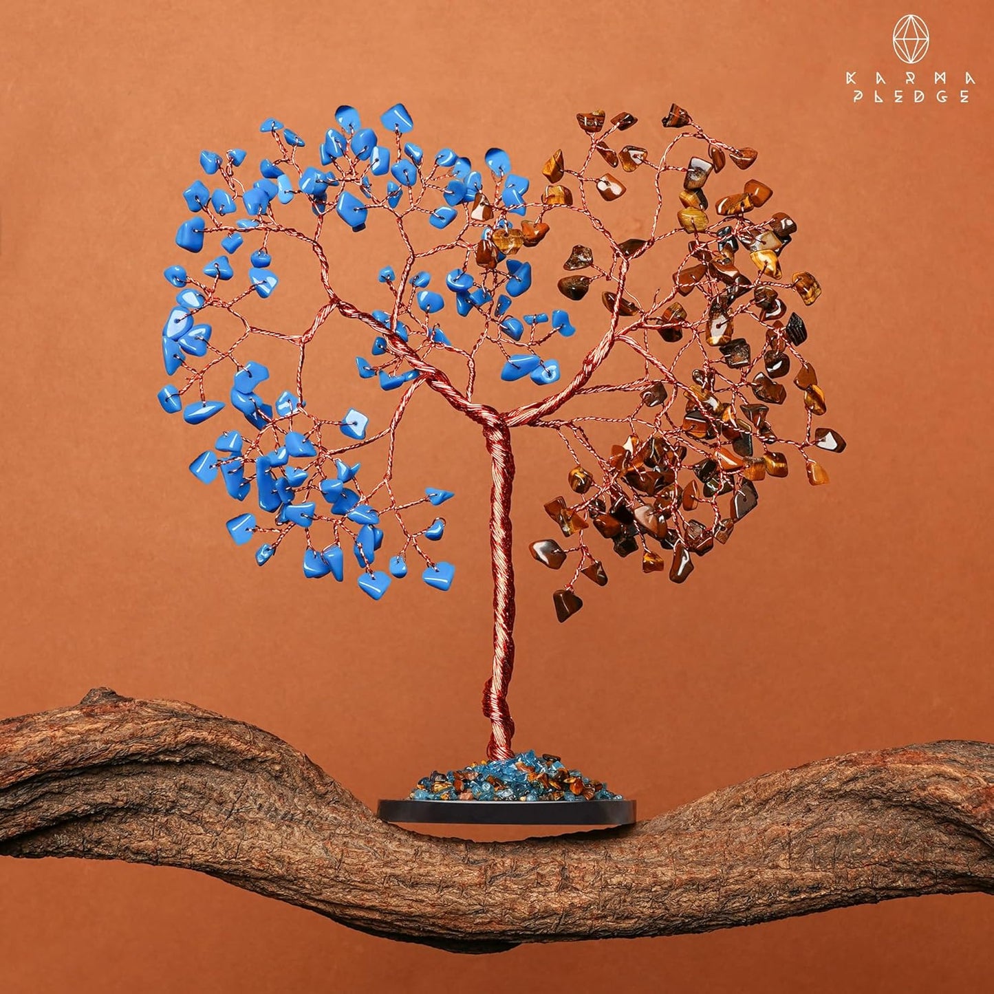 Crystal Tree for Home and Office Decoration, Pink Tiger Eye & Turquoise Healing Stones Handmade Tree of Life for Positive Energy, Money, Good Luck, Christmas Decor, Birthday Gifts for Women, Mom