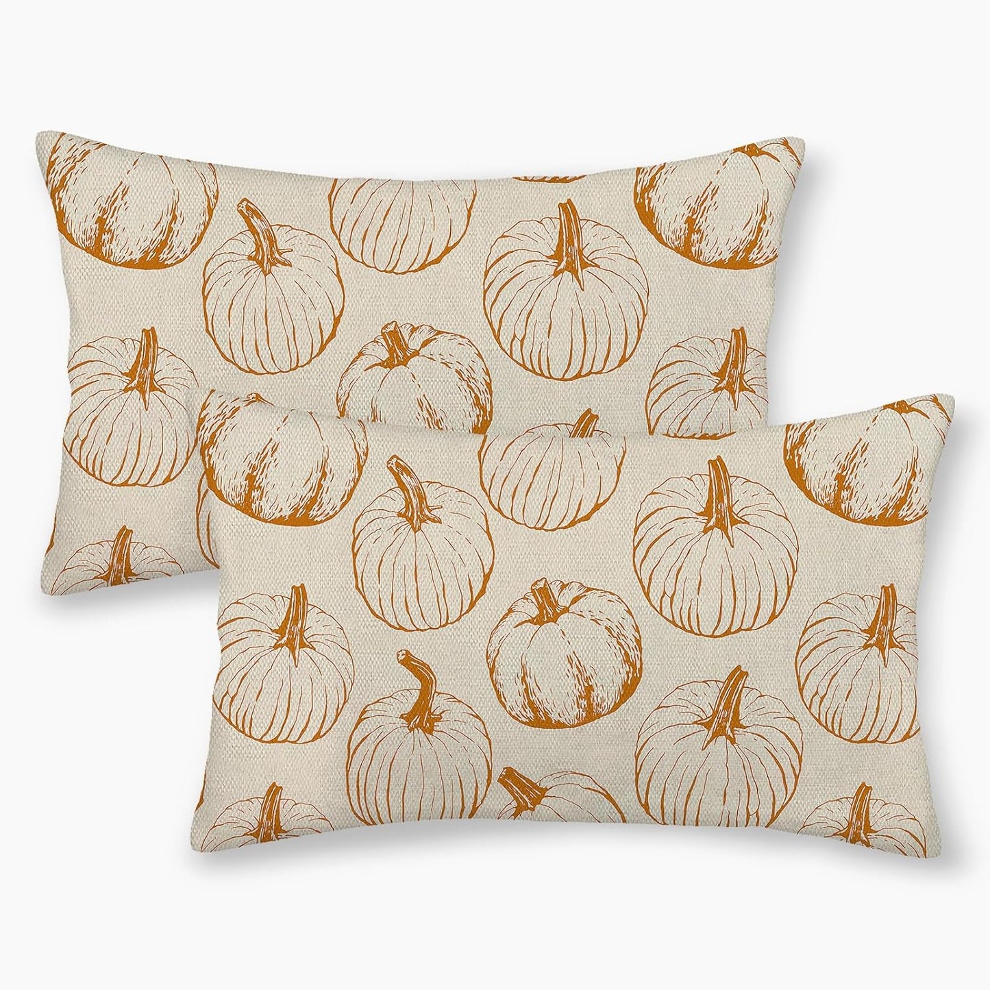 Fall Throw Pillow Covers 12 x 20 Set of 2 Burnt Orange Pumpkin Autumn Pillow Covers Harvest Thanksgiving Farmhouse Pillowcase Outdoor Decorative Lumbar Cushion Case for Sofa Couch Home Decor