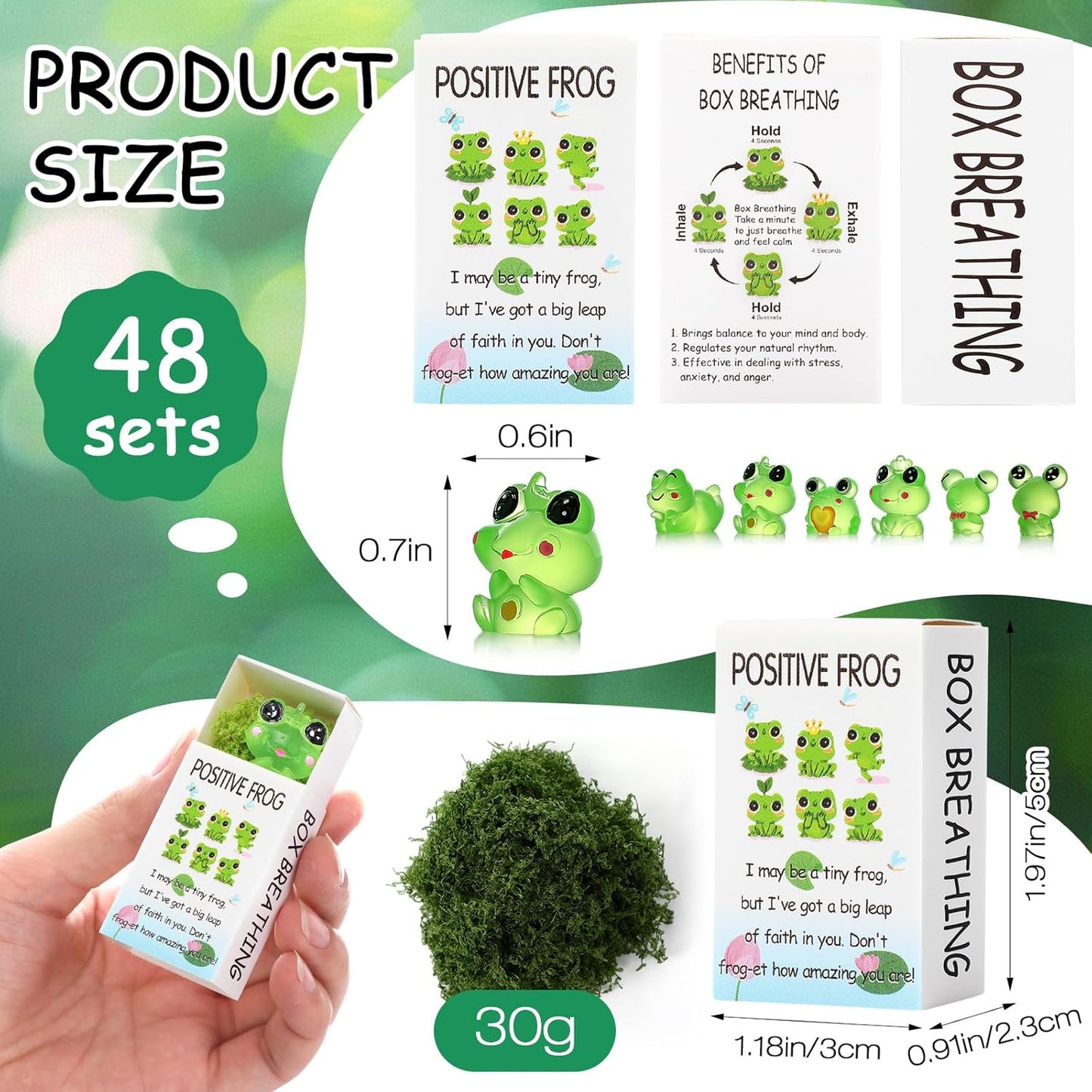 48 Sets Employee Appreciation Gifts Bulk Luminous Resin Animals Breathing Box Party Favor, Team Building Emotional Support Gifts Positive Thank You for Staff Coworkers(Frog)