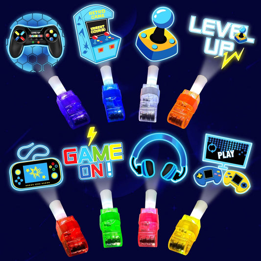 24PCS Video Game Party Favors-LED Finger Lights：Glow-in-the-Dark Light-Up Toys Bulk for Kids,Gamer Birthday Party Decorations Supplies, Party Goodie Bags Stuffers, Classroom Prizes, Fun Gifts