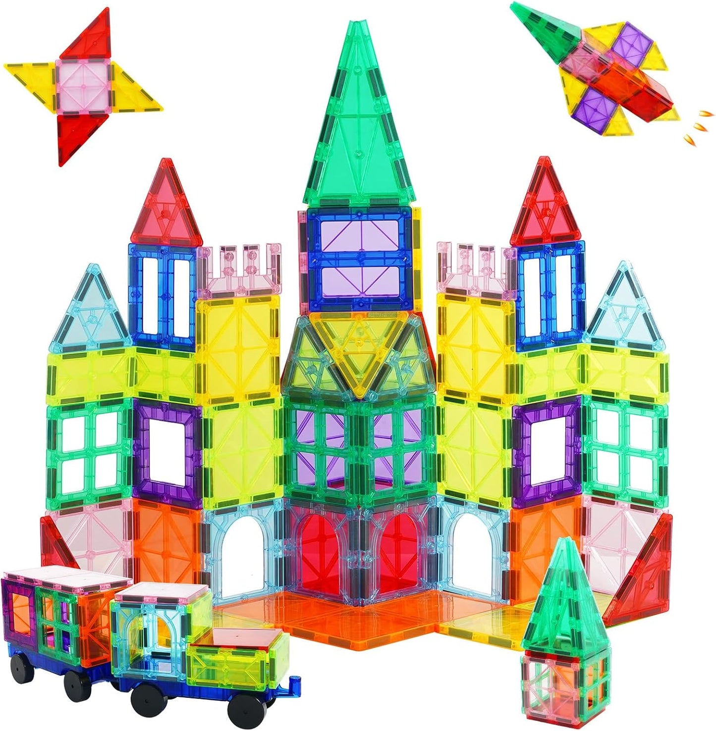 Cutedeer 108 Piece Magnetic Tiles, Magnet Building Blocks Set for Kids Toddlers, STEM Construction Toys with Gift Box for All Ages Boys Girls