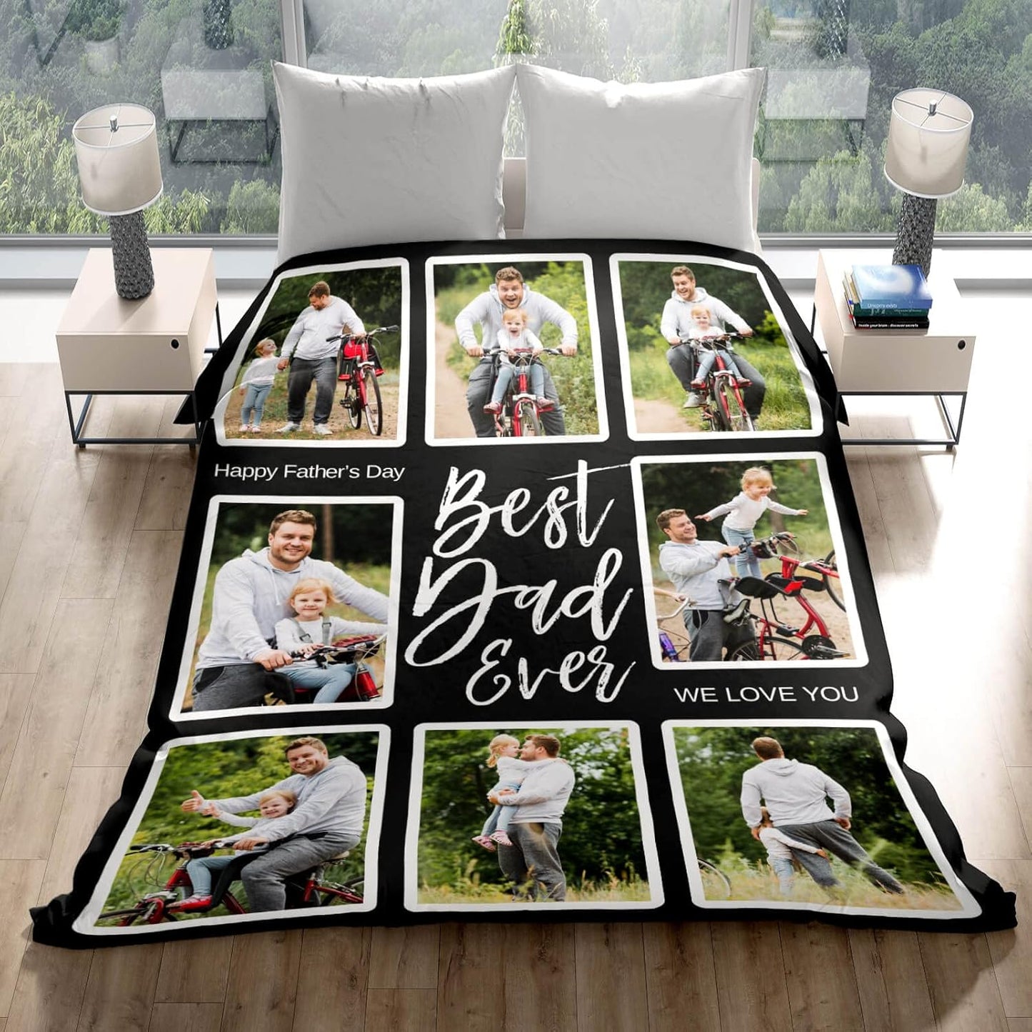 Custom Blankets with Photo, Personalized Photo Blankets Fathers Day Personalized Gifts for Dad from Daughter Son Customized Blanket with Picture