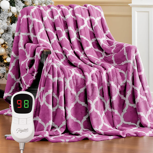 Homemate Heated Blanket Electric Queen Size - 84“x90“ Heating Blanket with 10 Fast Heat Levels 8 Hours Auto Off Ultra Soft Cozy Flannel Over-Heated Protection ETL Certification Keep Warming in Home