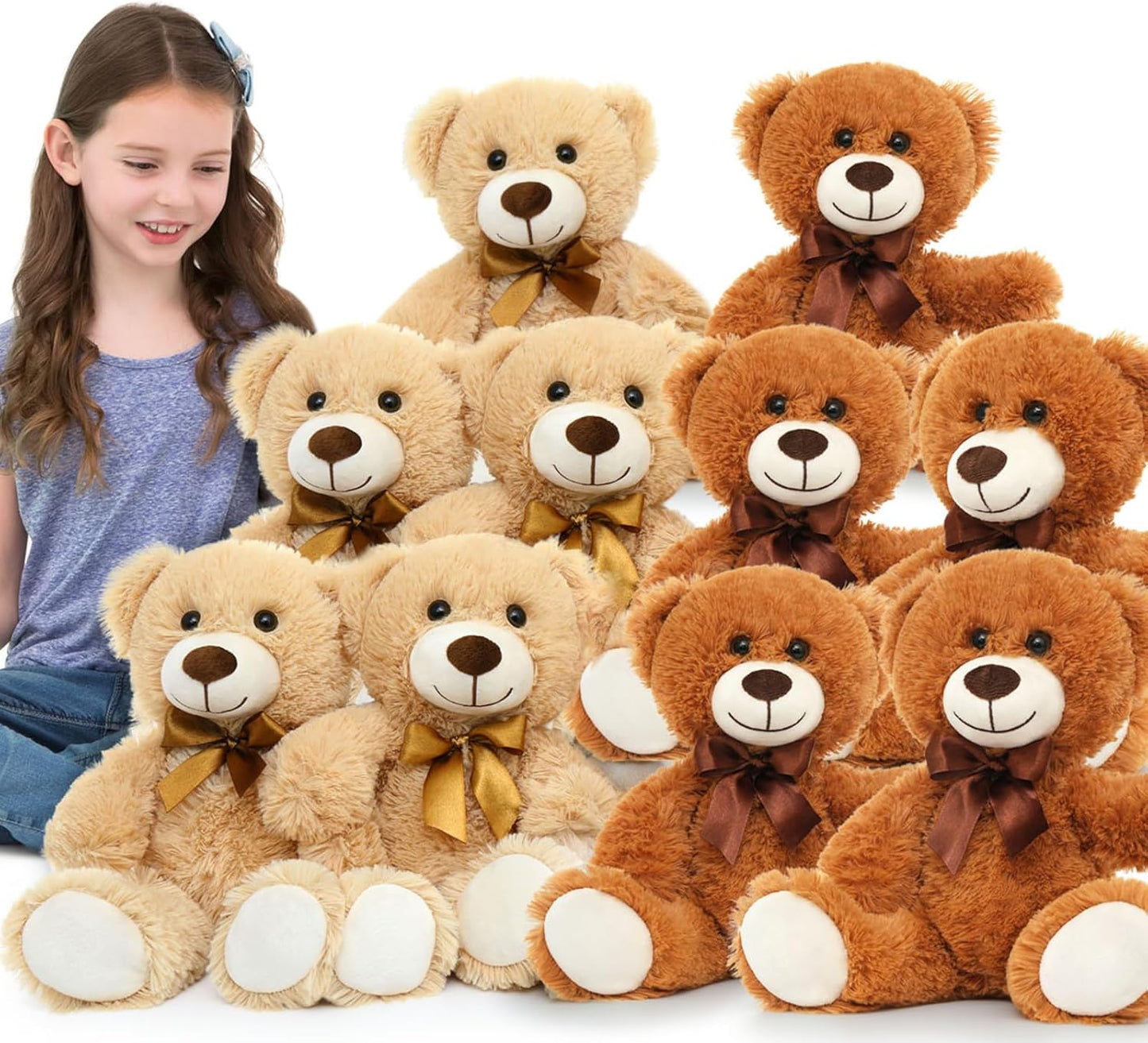 MaoGoLan 10 Pack Teddy Bears in Bulk 14 inch Stuffed Animals Set for Kids Small Stuffed Bears Bundle Teddy Bear for Wholesale, Baby Shower Decorations Christmas (Machine Washable)