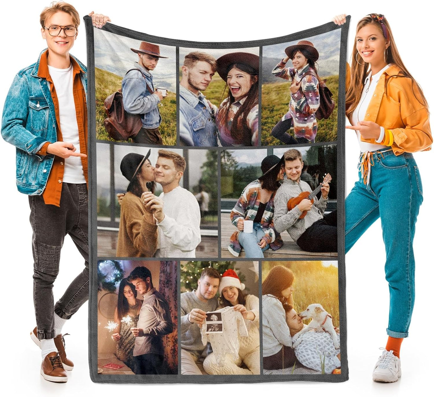 Custom Blanket with Picture Text Customized Thow Blanket Personalized Blankets Customize Gifts for Mom Dad Couple Girlfriend Boyfriend Wife Husband