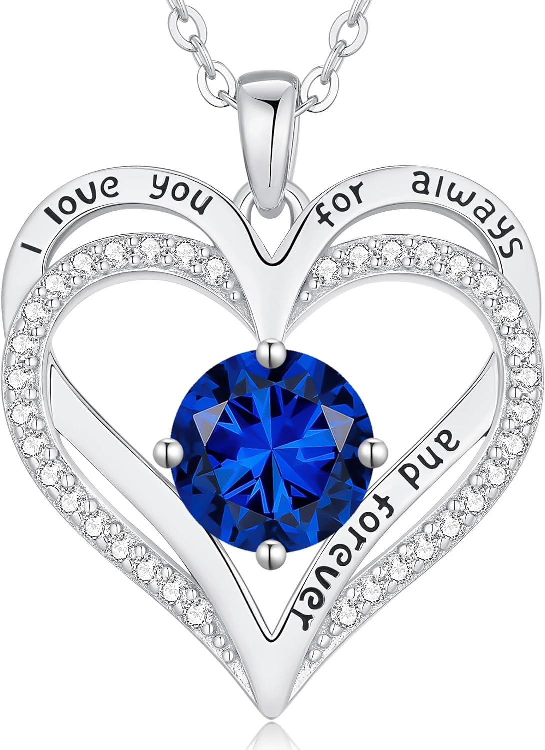 LOUISA SECRET Love Heart Birthstone Necklaces for Women, Birthday Gift for Women, Anniversary Jewelry for Wife Her, 925 Sterling Silver Pendant Necklace, Mother's Day Gift