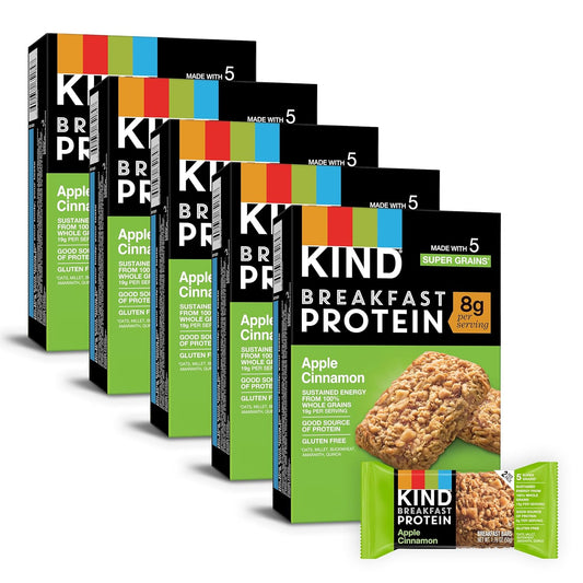 KIND Breakfast Protein, Healthy Snack Bar, Apple Cinnamon, Gluten Free Breakfast Bars, 8g Protein, 1.76OZ Packs, 30 Count