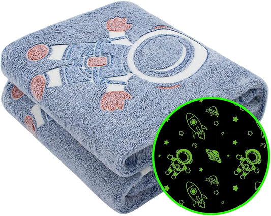 Glow in The Dark Blanket Stars Throw Blanket Birthday Gifts for Kids Soft Cozy Space Decor Blankets for Couch Bed Sofa Unique Gifts for Boys Girls Teens Planet Blanket 50"x60"