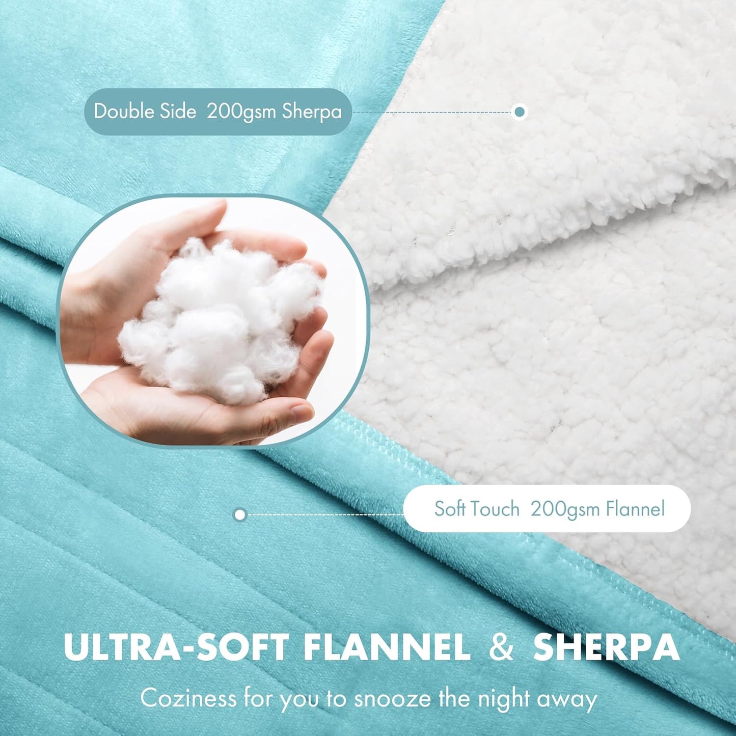 Electric Blanket Twin 62" x 84" - Soft Cozy Flannel Sherpa Heated Blanket Twin with 5 Heating Levels & 10 Hours Auto Off, Ideal Gift for Grandma, Machine Washable and ETL Certified (Blue)