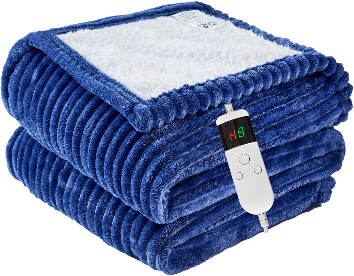Heated Blanket Electric Throw, Soft Flannel Heating Blanket with 8 Hours Auto Off 10 Fast Heating Levels Machine Washable Sherpa Heated Blanket with Overheating Protection