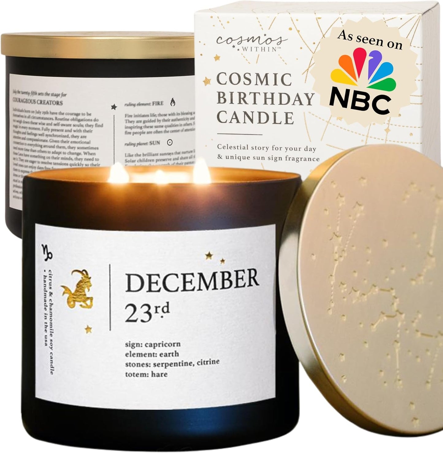 December 23rd Personalized Zodiac Candle | Inspirational Astrology Reading and Daily Affirmation for Your Birthdate | Handmade Capricorn Candles | Astrology Birthday Gifts for Women