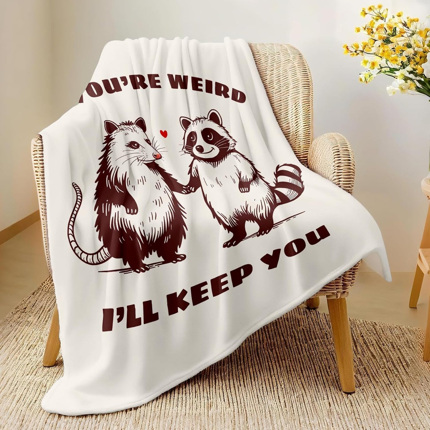Best Friend Birthday Gifts for Women Friendship, Friendship Gifts for Best Friend Women, Cozy Best Friends Throw Blanket, Cute Raccoon and Opossum Blanket 60"x50"