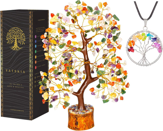 Chakra Tree - Crystal Tree - Stones and Crystals - Spiritual Decor - Good Luck Charms - Meditation Decor - Feng Shui Decor - Crystal Gifts for Women - Chakra Stones - Feng Shui Decor - Reiki Decor