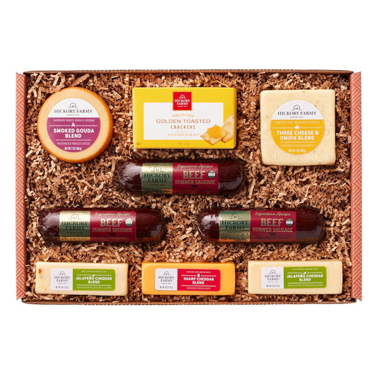 Hickory Farms Signature Beef Meat and Cheese Gift Basket (Large) - Box Set | Charcuterie Board Food | Summer Sausage | Father's Day | Mother's Day | Easter | Christmas | Holiday | Housewarming | Gourmet | Sympathy | Care Package