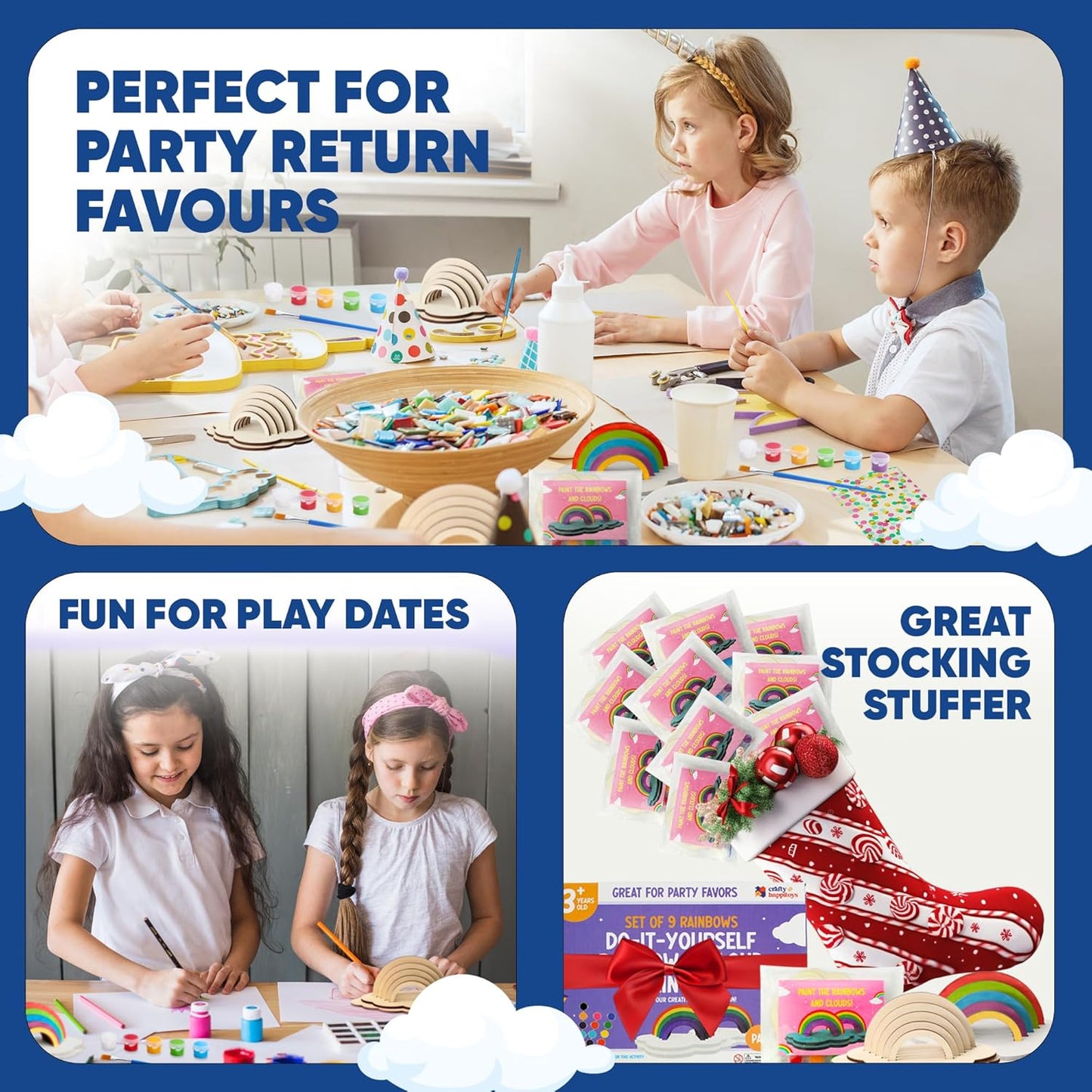 Rainbow Painting Set for Kids 9 Pcs - Bulk Stockings & Birthday Goodie Bag Stuffer - Kids Party Favors Toy Return Gifts - Pinata Stuffers - Classroom Treasure Box Carnival Prizes