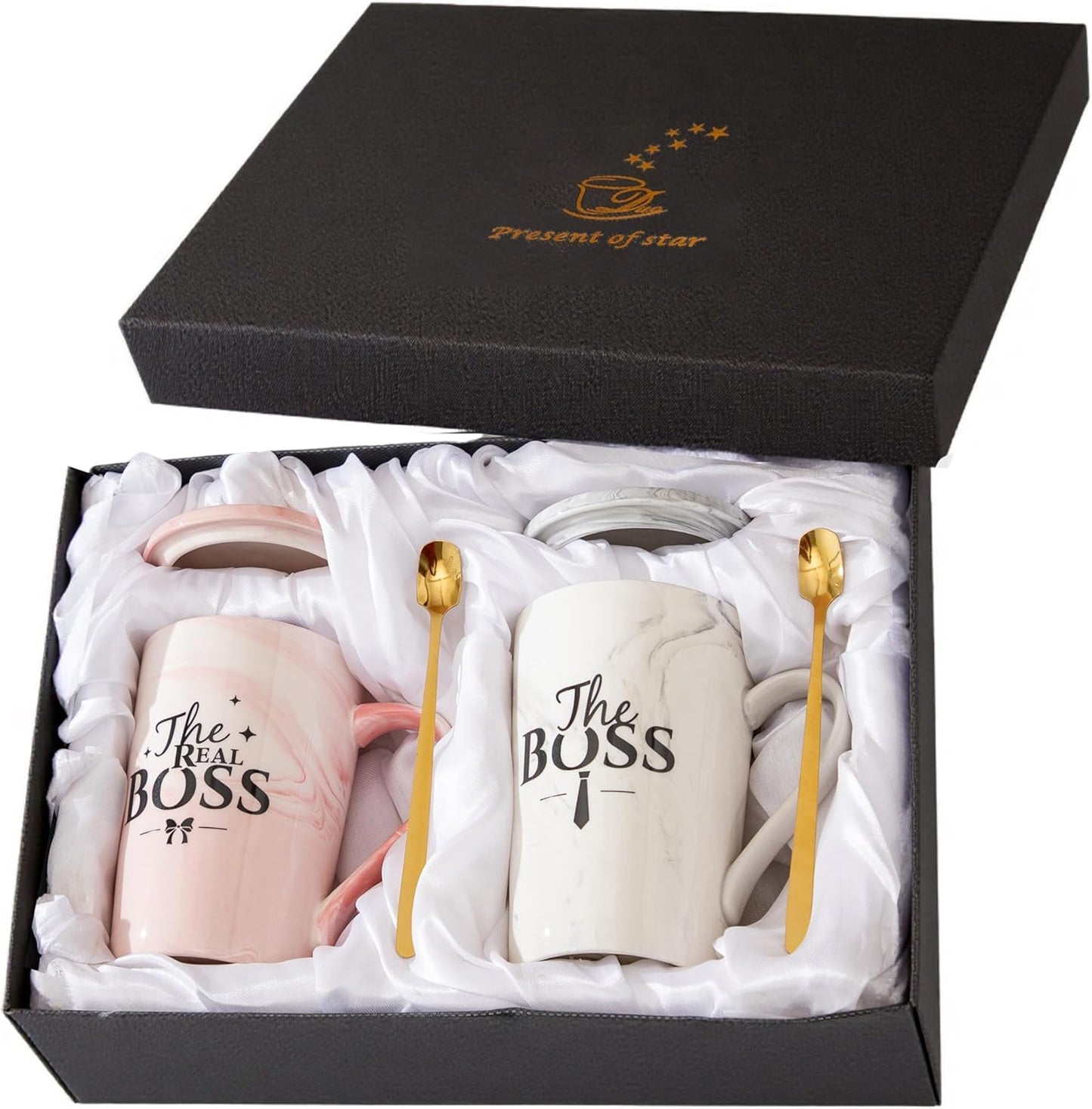 Funny Boss Gifts Coffee Mugs Set-Unique Wedding Gifts For Bride and Groom His and Hers Engagement Bridal Shower Anniversary Valentine's Day Him Her Gift for Couples Mom Dad Parents Present
