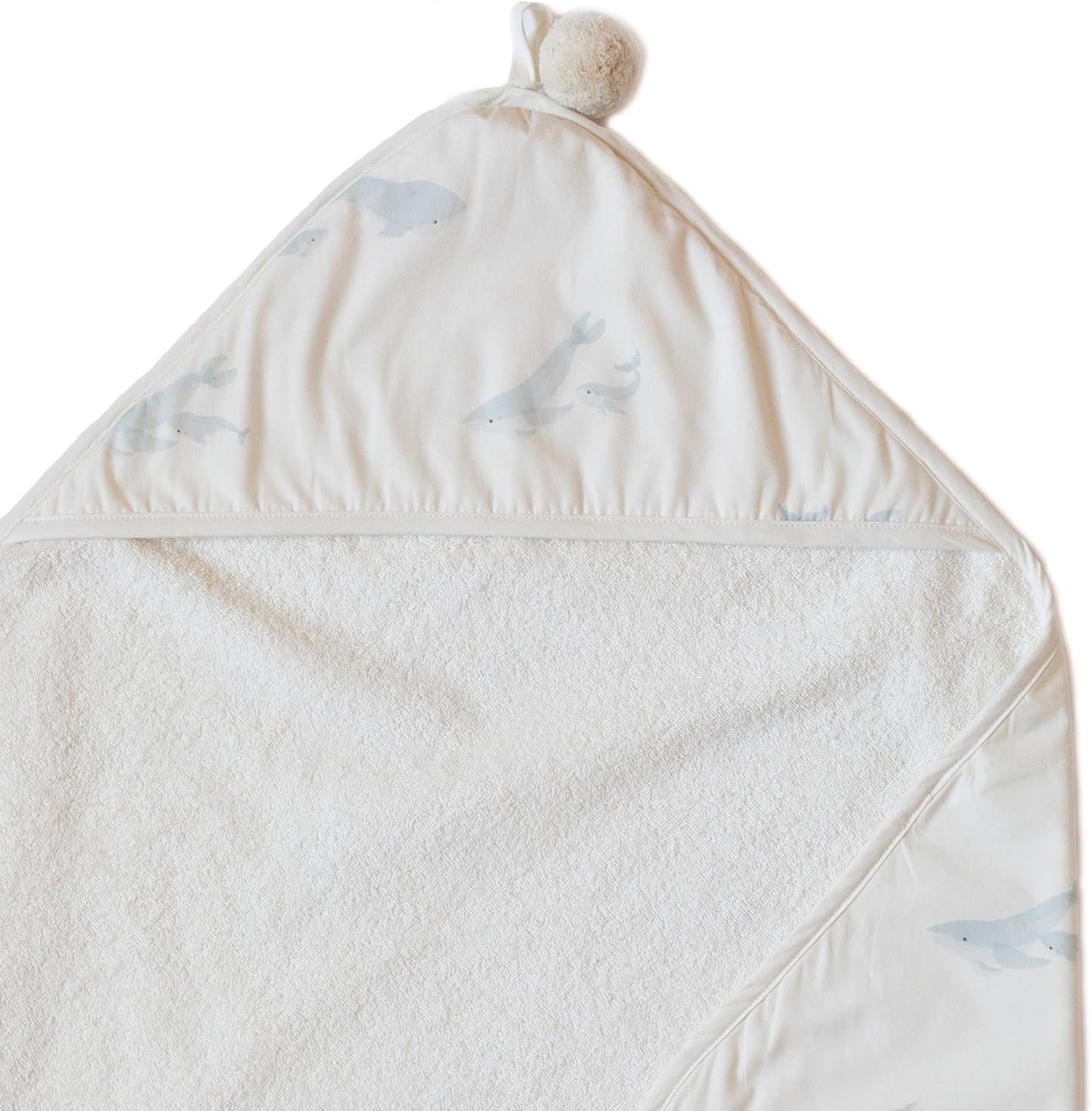PEHR Hooded Towel, Follow Me Whale | Absorbent French Terry & Soft Brushed 100% Cotton | Playful Animal Print | 30” x 30”