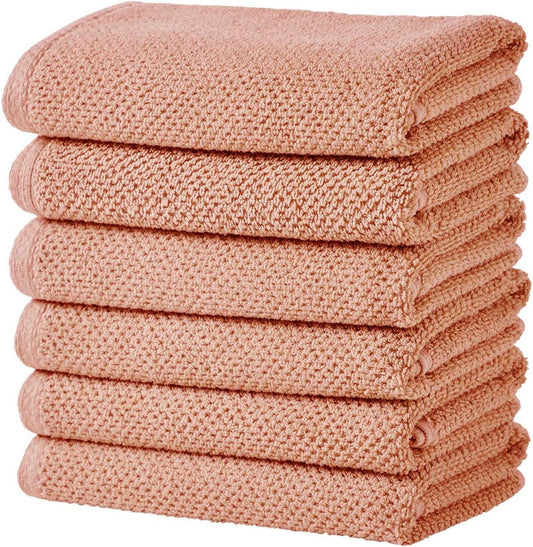 Great Bay Home Pink Hand Towels - 100% Cotton 6 Pack 26x16 Hand Towel Set - Absorbent, Quick-Drying, Durable Towels for Handroom Decor - Low-Twist, Two-Ply Fibers (Dusty Rose)