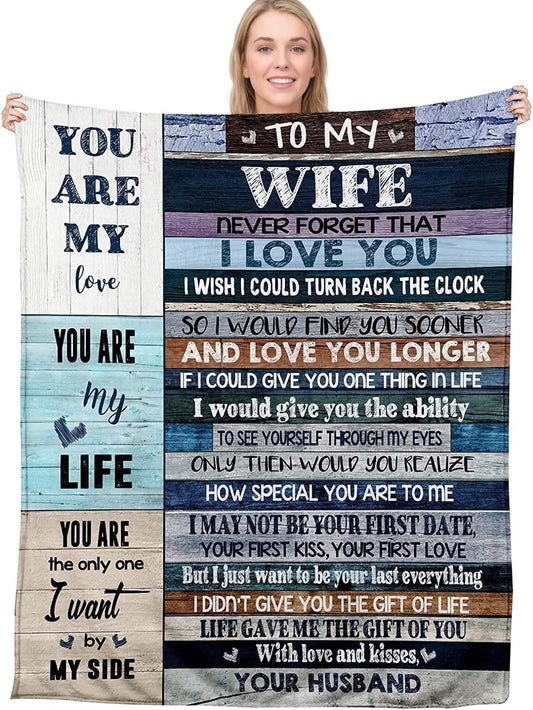 Anniversary Sherpa Throw Blanket for Wife, Ultra-Soft Micro Fleece, Valentines Day & Birthday Gift, for Bedding, Sofa & Travel