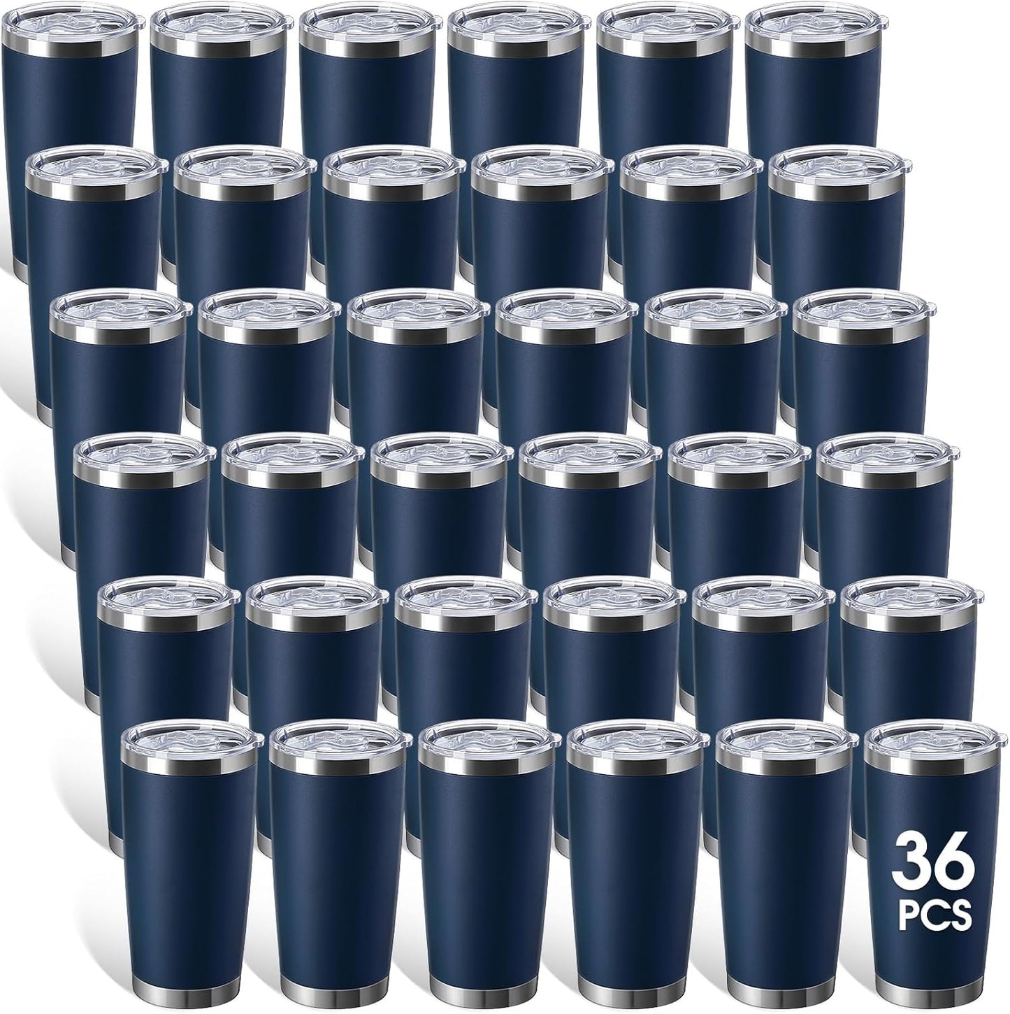 Sieral 36 Packs Stainless Steel Tumbler Bulk with Lid Vacuum Double Wall Insulated Travel Coffee Mug Powder Coated Tumbler Cup for Graduation Wedding Christmas Birthday Party(Navy Blue, 16 oz)