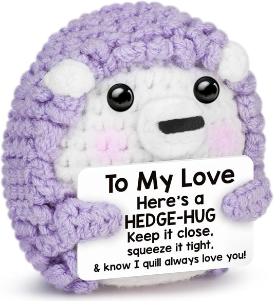 I Love You Gifts for Him Her Women Men, To My Boyfriend Girlfriend Wife Husband Present, Romantic Handmade Cute Crochet Hedgehog for Couple Fiance Birthday Anniversary Wedding Easter Mothers Day Decor