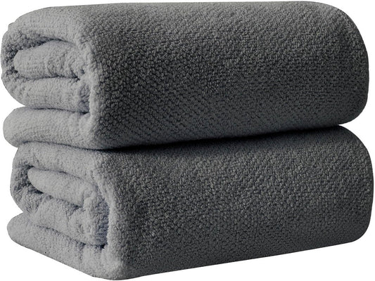 Dark Grey Bath Sheets - 100% Cotton Oversized 2 Pack 68x35 Extra Large Towel Set - Absorbent, Quick-Drying, Durable Oversized Bath Towel for Bathroom Décor