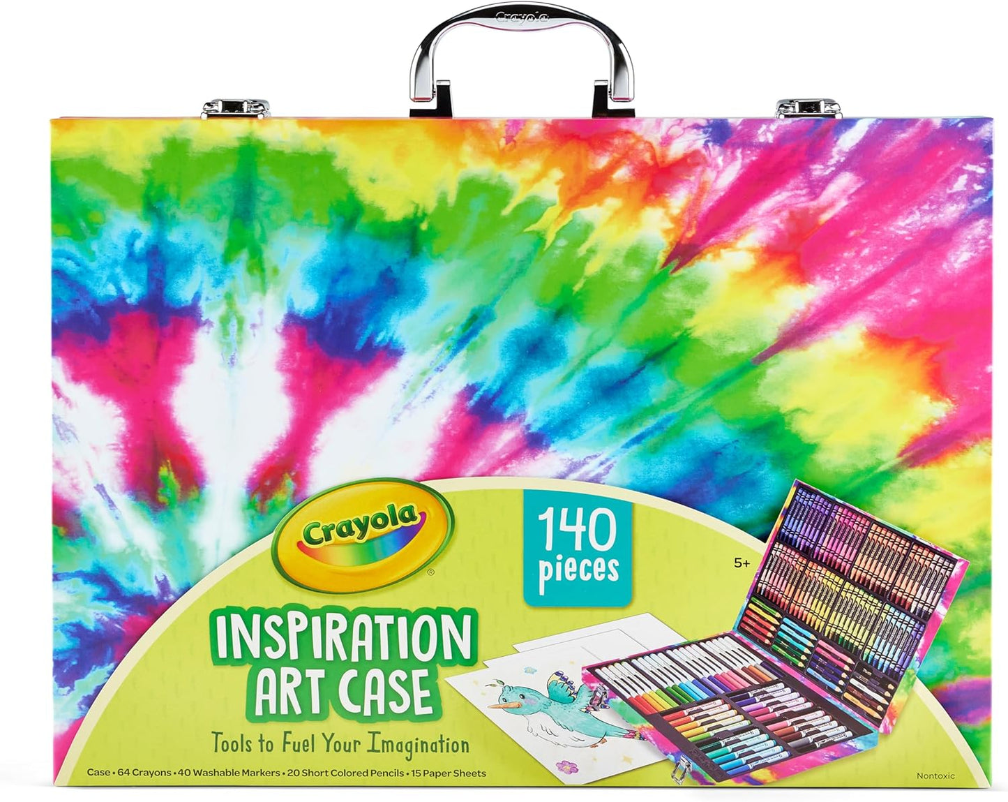 Crayola Inspiration Art Case Coloring Set - Tie-Dye (140ct), Art Supplies Set For Kids, Drawing Kit, Travel Gift for Girls & Boys, Ages 5+ [Amazon Exclusive]
