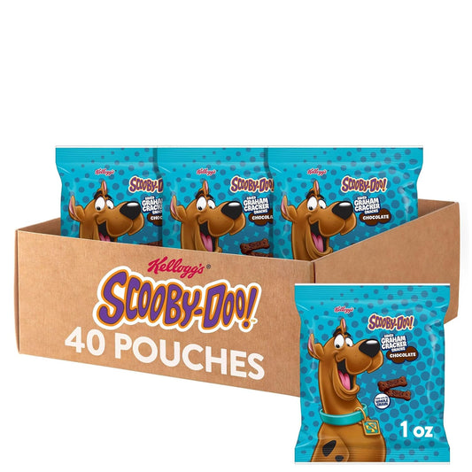 Kellogg's SCOOBY-DOO! Baked Graham Cracker Snacks, Lunch Snacks, Snack Crackers, Chocolate (40 Pouches)