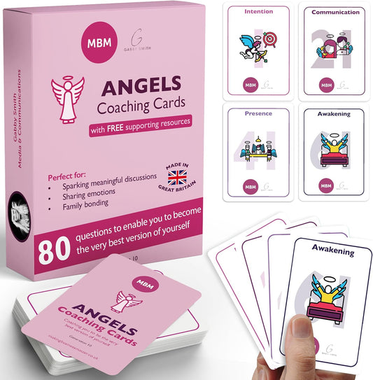 MBM 80 Angels Conversation Cards – Mindfulness Prompts, Emotional Connection & Spiritual Reflection | Flash Cards for Couples, Adults & Meaningful Conversations