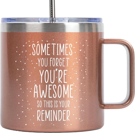 KLUBI Birthday Gifts for Mom From Daughter Sometimes You Forget You Are Awesome Gifts for Women 14oz Mug Birthday Present for Women Who Have Everything Fun Teacher Appreciation Gift for Friends