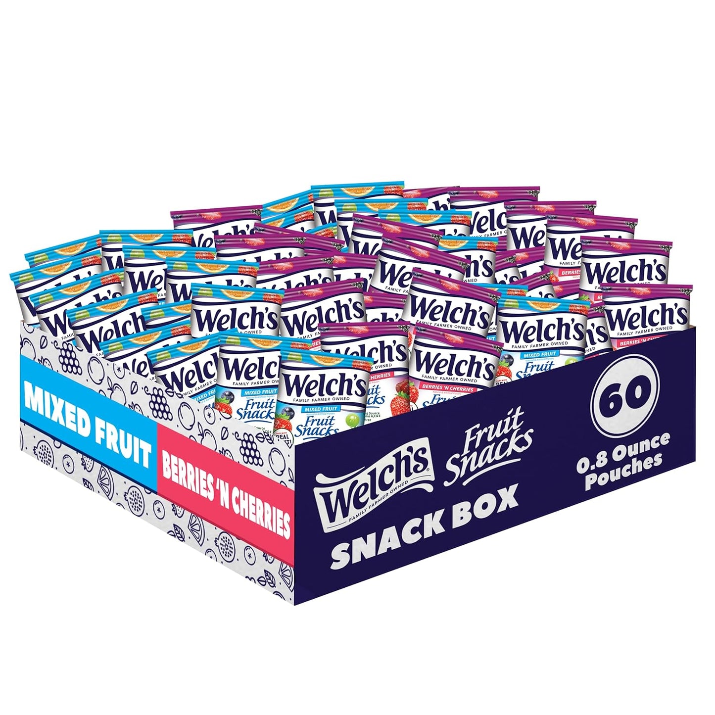 Welch's Fruit Snacks, Mixed Fruit Snack Box, Gluten Free, 0.8oz Snack Packs (Pack of 60)