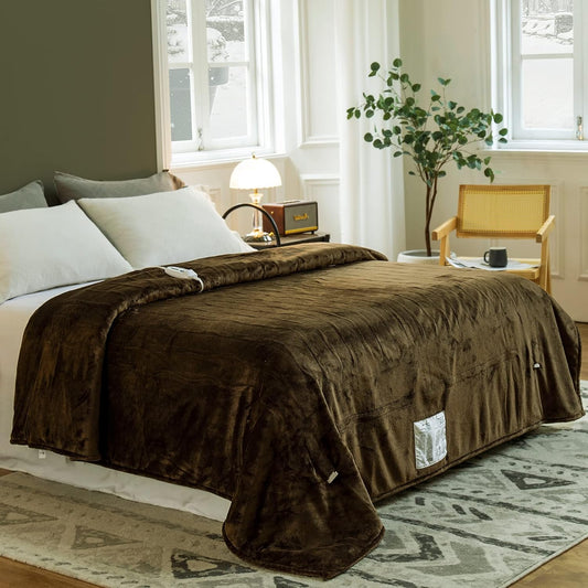 JET'S HOME Heated Blanket Full 72"x84" - ETL&FCC Certified Flannel Electric Blanket Machine Washable Heating Blanket with 4 Heating Levels 10 Hours Auto-Off Overheating Protection (Pinecone)