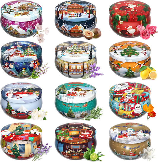 Christmas Gift Sets, Primevolve Scented Candles of 12 Bulk Home Aromatherapy Candles with Fragrances, Gift for Women, Candlelight Dinner Spa Bath