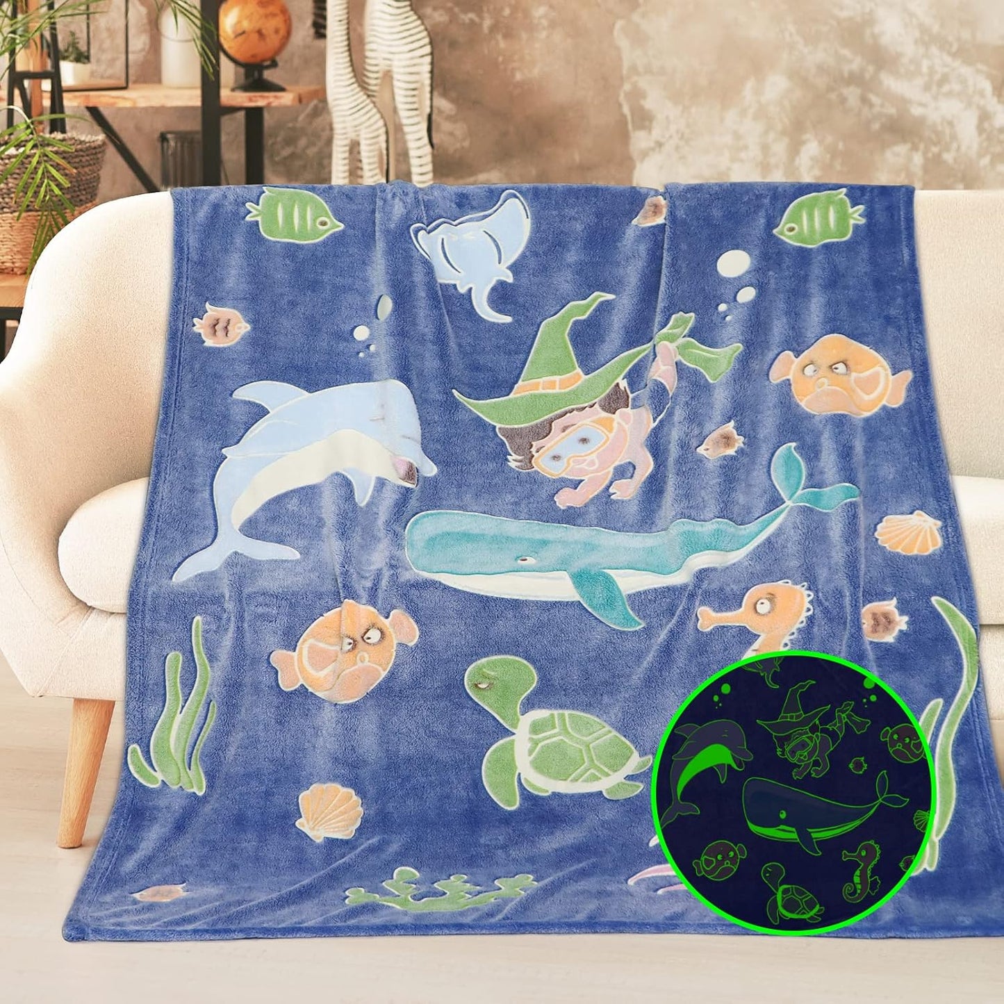 Fleece Blanket Throw Blue Toddler Boy Blankets Soft Plush Throw Blankets for Kids 50"x60"