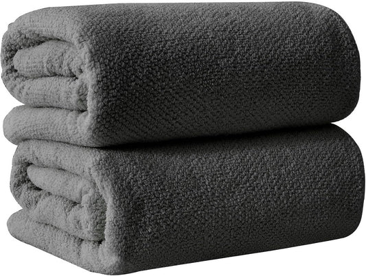 Dark Grey Bath Sheets - 100% Cotton Oversized 2 Pack 68x35 Extra Large Towel Set - Absorbent, Quick-Drying, Durable Oversized Bath Towel for Bathroom Décor